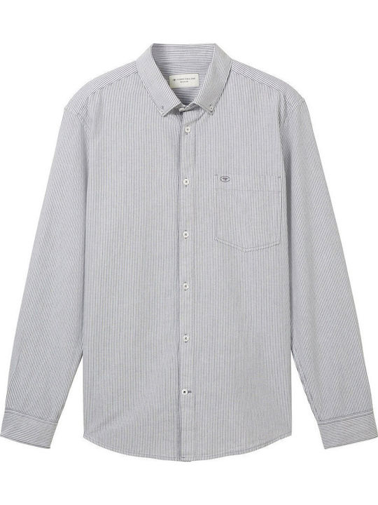 Oxford Cu mânecă lungă Cămașă Cu dungi White Navy Stripe