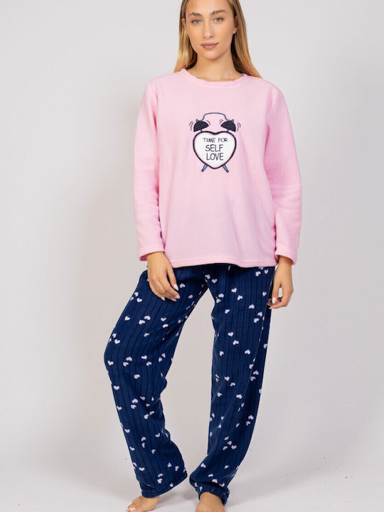 Sexen Winter Women's Pyjama Set Fleece Pink