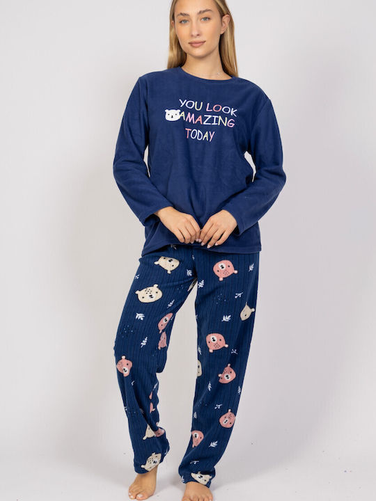 Sexen Winter Women's Pyjama Set Fleece Blue