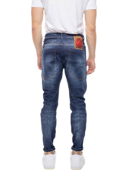 Herren Jeanshose Elastisches Loose Verjüngt Anwendung Dunkelblau
