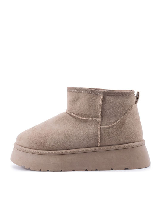 Women's Ankle Boots with Fur Brown
