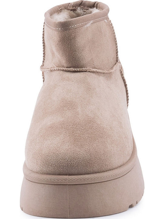 Women's Ankle Boots with Fur Brown