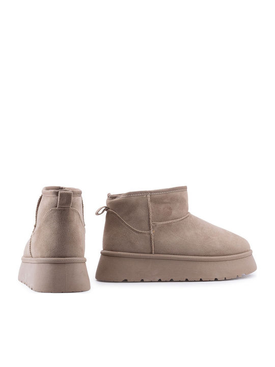 Women's Ankle Boots with Fur Brown