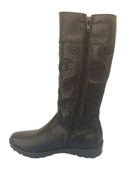 Lederne Kinderstiefel mit Reißverschluss Schwarze