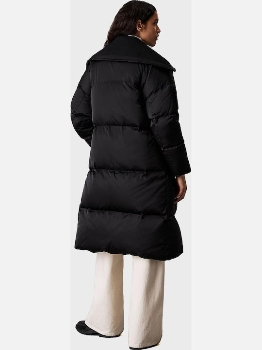 Μακρύ Γυναικείο Puffer Μπουφάν για Χειμώνα Black