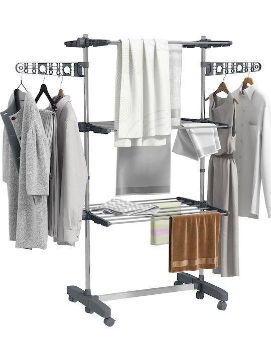 HomCom Stainless Steel Folding Floor Clothes Drying Rack 142x55cm