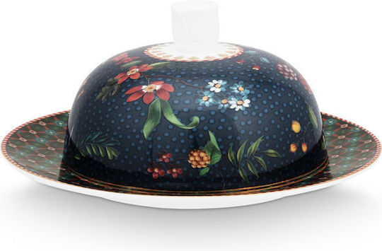 Pip Studio Πορσελανινη Βουτυριερα Berry Blues Μπλε Σκουρο 17cm X 8cm