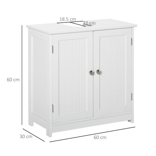 Kleankin Countertop with Sink L60xW30xH60cm White
