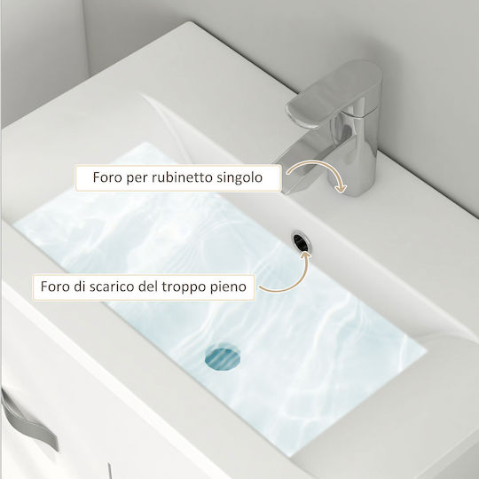 Kleankin Πάγκος με Νιπτήρα Μ61xΒ50xΥ40cm Λευκό Γυαλιστερό