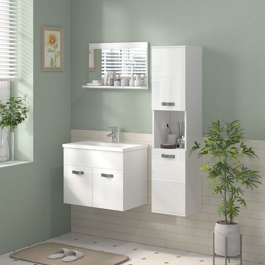 Kleankin Πάγκος με Νιπτήρα Μ61xΒ50xΥ40cm Λευκό Γυαλιστερό