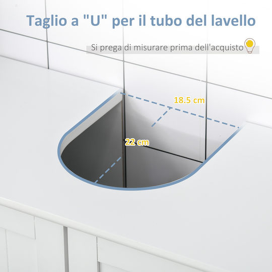 Kleankin Countertop with Sink L60xW30xH60cm White