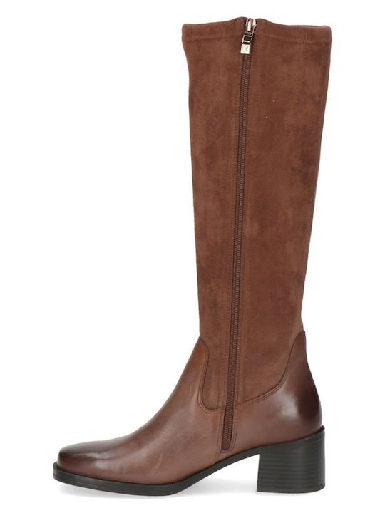 Caprice Leather Women's Boots Riding Tabac Brown