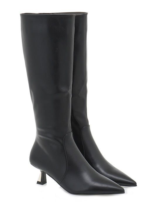 Exe Synthetic Leather Medium Heel Women's Boots Black