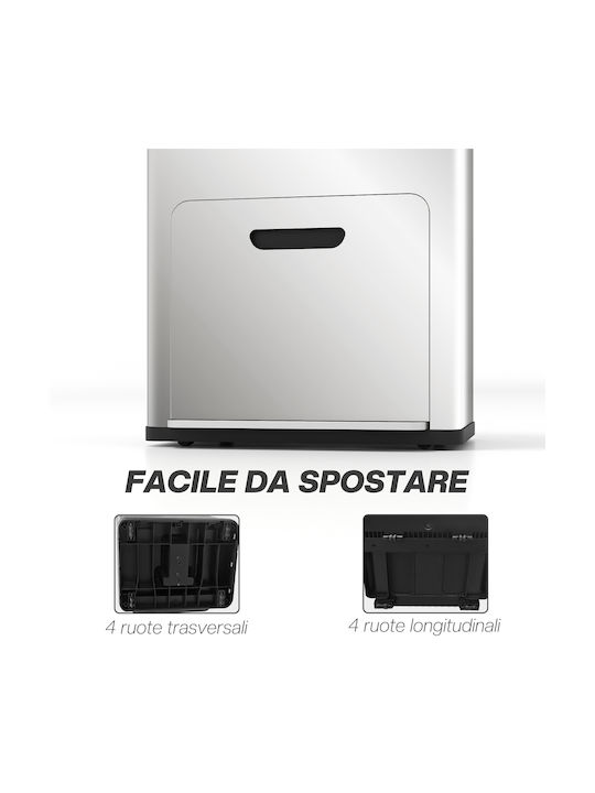 HomCom Waste Bin Waste made of Stainless Steel with Pedal Silver 56lt 1pcs