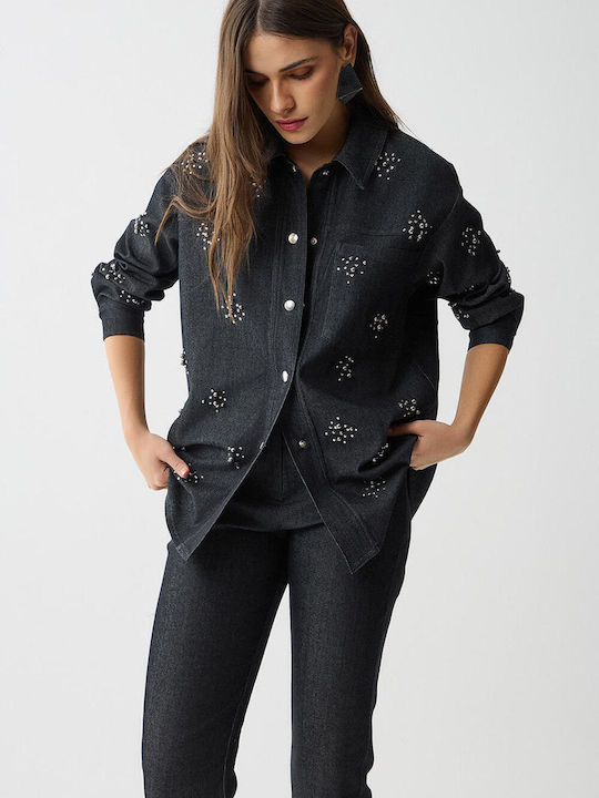 Mânecă lungă Femei Denim Cămașă Denim