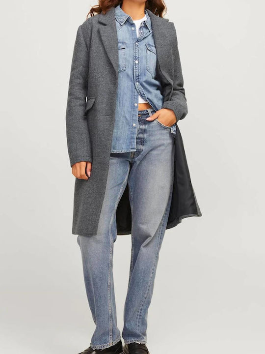 Women's Black Coat with Buttons