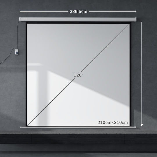 HomCom Οθόνη Προβολής Projector Τοίχου με Λόγο Εικόνας 1:1 236.5x236.5cm / 120"