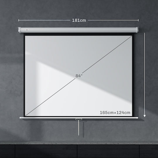 HomCom Οθόνη Προβολής Projector Οροφής με Λόγο Εικόνας 4:3 171x128cm / 84"