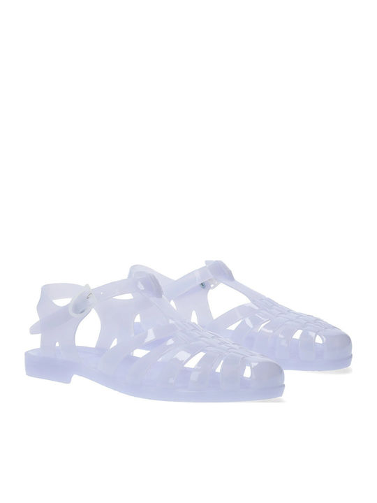 Flache Sandalen für Damen in Hellblau Farbe