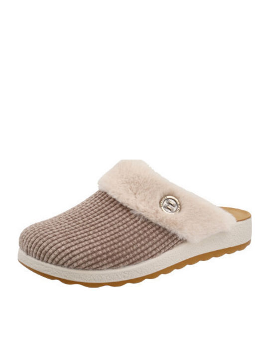 Anatomical Leather Women's Slippers Beige