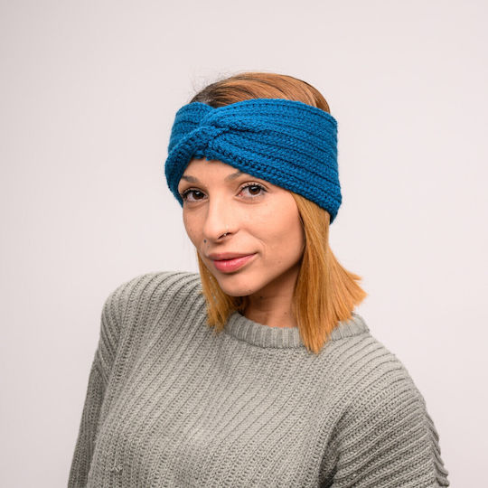 Frauen Stirnband mit Rippstrick in Blau Farbe