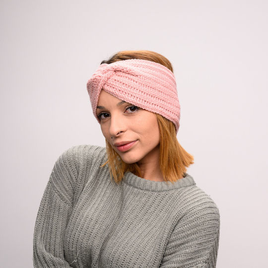 Frauen Stirnband mit Rippstrick in Rosa Farbe