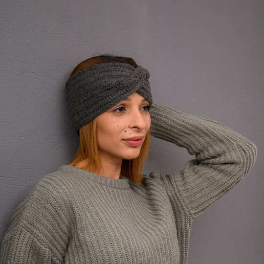 Frauen Stirnband mit Rippstrick in Gray Farbe