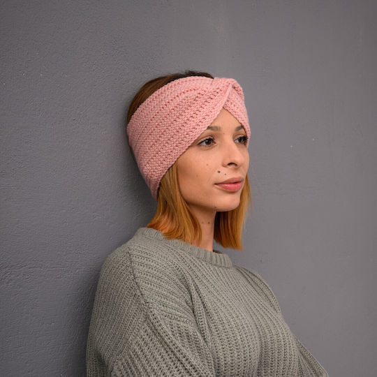 Frauen Stirnband mit Rippstrick in Rosa Farbe
