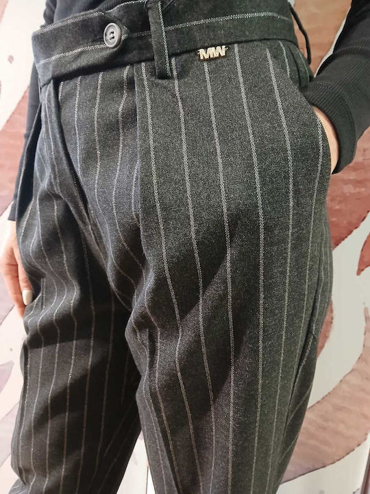 Dama Tesatura Pantaloni Cu dungi Dark grey