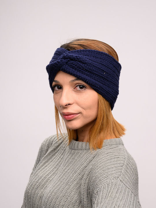 Headband with Rib Knit in Navy Blue color