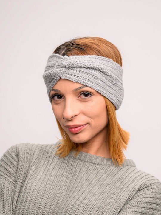 Γυναικείο Headband με Rib Πλέξη σε Γκρι χρώμα