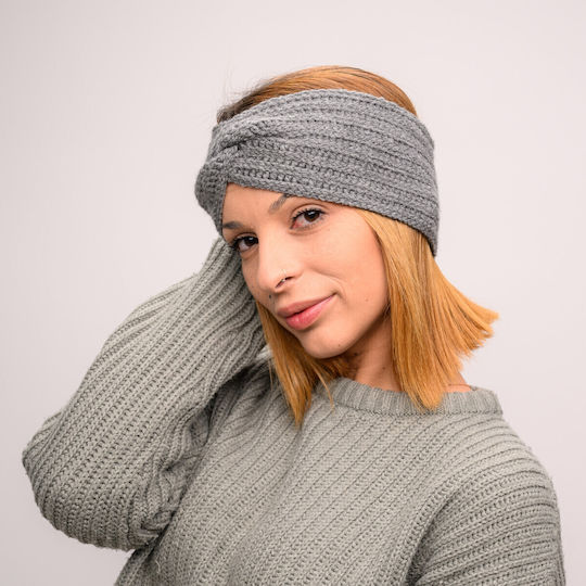 Frauen Stirnband mit Rippstrick in Gray Farbe