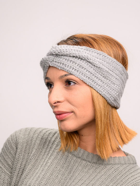 Γυναικείο Headband με Rib Πλέξη σε Γκρι χρώμα