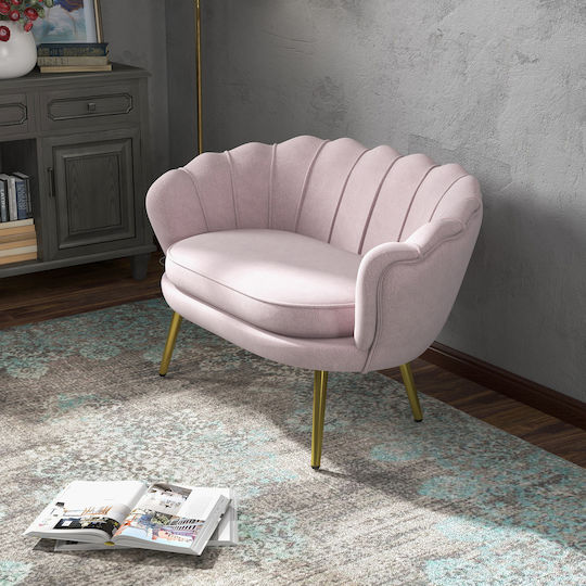 Canapea Cu Două Locuri Catifea Roz 130x77x77cm