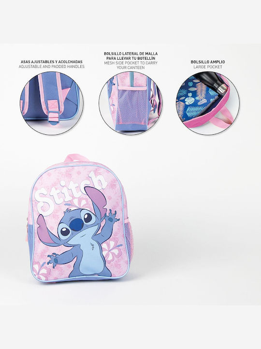 Cerda Lilo & Stitch School Backpack for Elementary with Water Bottle Holder Purple 25 x 20 x 30cm