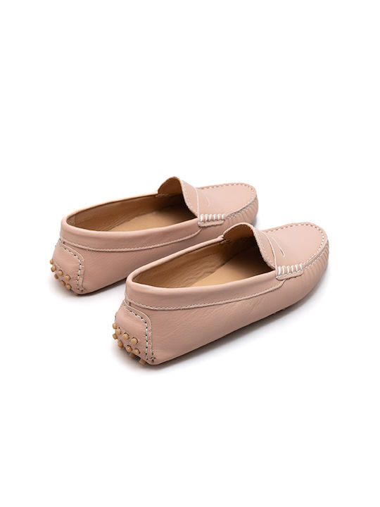Leder Damen Mokassins in Beige Farbe