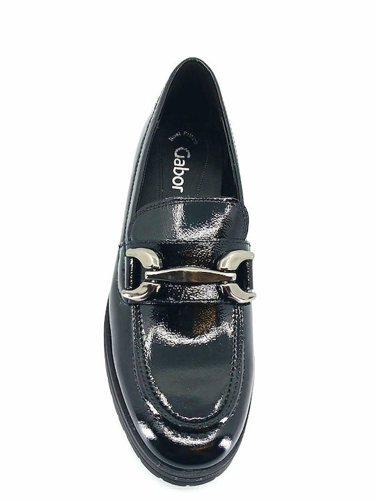 Δερμάτινα Γυναικεία Loafers μαύρο λουστρίνι