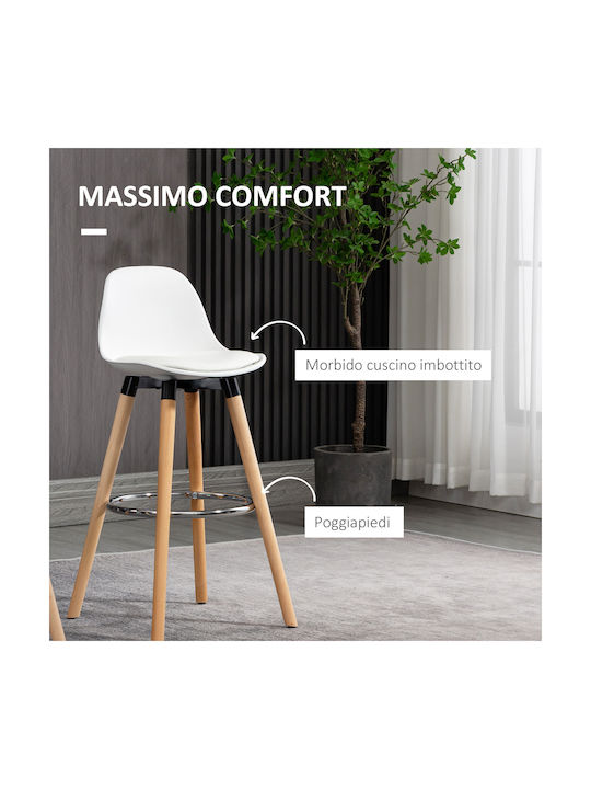 Stool Bar with Backrest Wooden White 2pcs 38.5x42.5x91cm