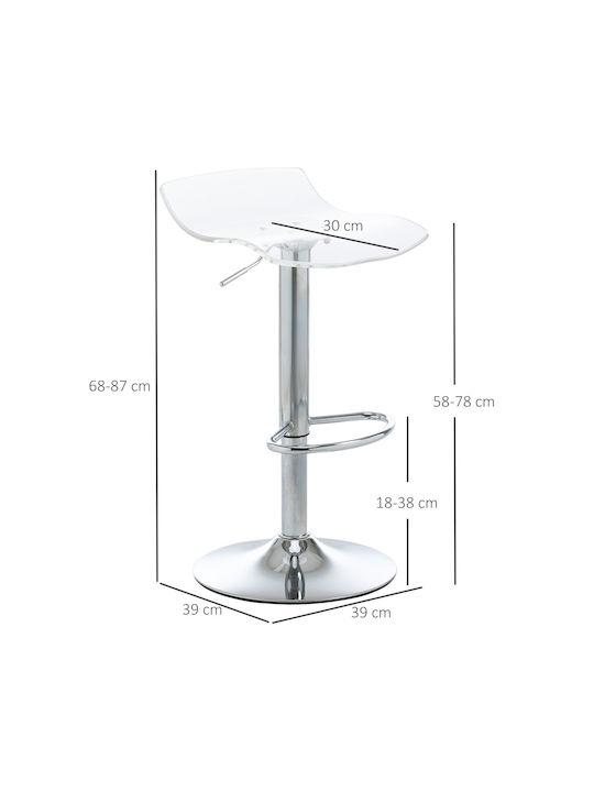 Stool Bar with Back & Adjustable Height Transparent 2pcs