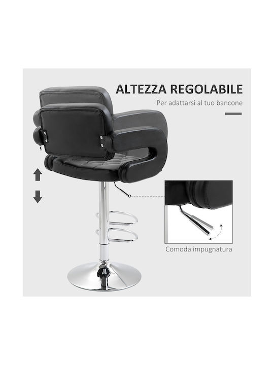 Stool Bar with Back & Adjustable Height Black Synthetic Leather