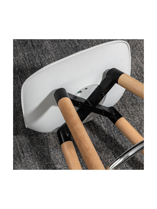 Stool Bar with Backrest Wooden White 2pcs 38.5x42.5x91cm