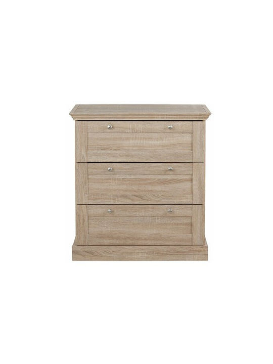 Denton Ag112 Wooden & Metallic Chest of Drawer Light Oak 75x35x80cm