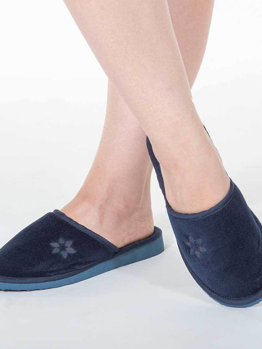 Amaryllis Slippers Χειμερινές Γυναικείες Παντόφλες σε Μπλε χρώμα -MΠΛE