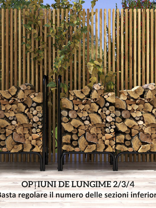 Outsunny Μεταλλική Τσάντα Μεταφοράς Ξύλων 120x36x99cm Μαύρη