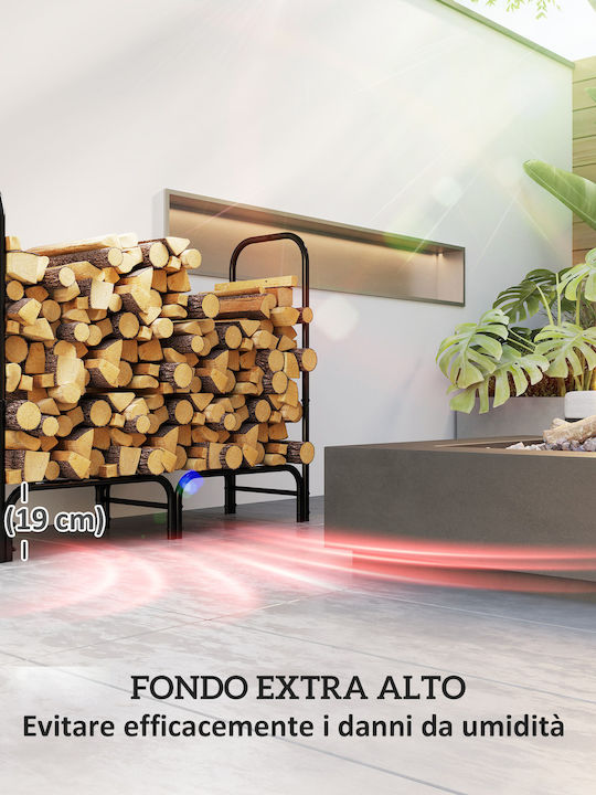 Outsunny Μεταλλική Τσάντα Μεταφοράς Ξύλων 120x36x99cm Μαύρη