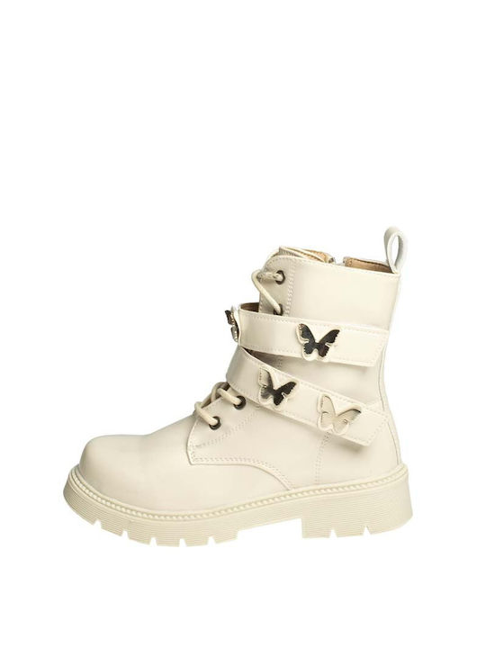 Studio Tzuliani Kids Combat Boots Beige