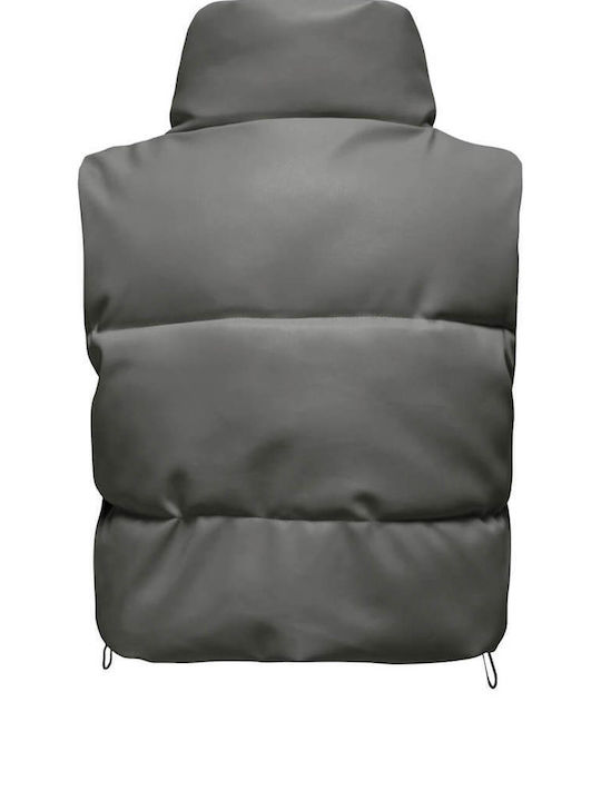 Only Sleeveless Jacket Puffer made of Leatherette Thunderstorm