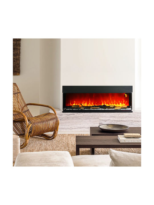 HomCom Επιτοίχιο Ηλεκτρικό Τζάκι 1800W Μαύρο