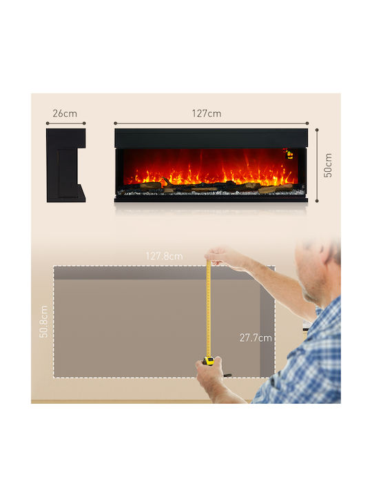 HomCom Επιτοίχιο Ηλεκτρικό Τζάκι 1800W Μαύρο
