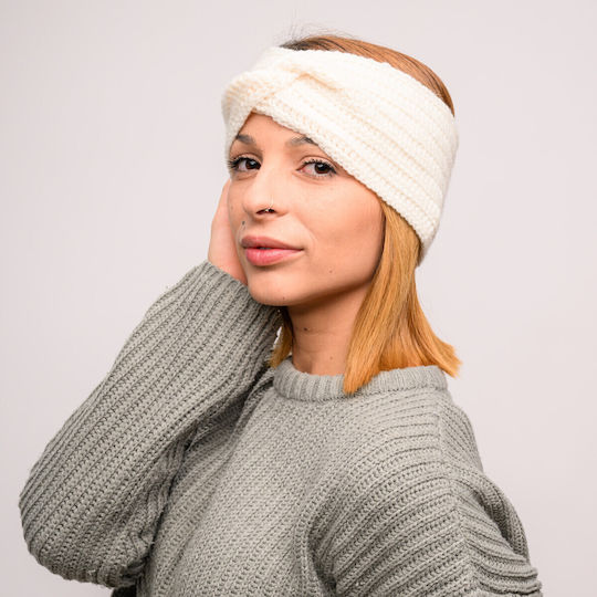 Frauen Stirnband mit Rippstrick in Beige Farbe